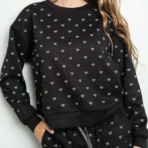 Kiwi - Hotfix Iridescent Hearts Sweatshirt