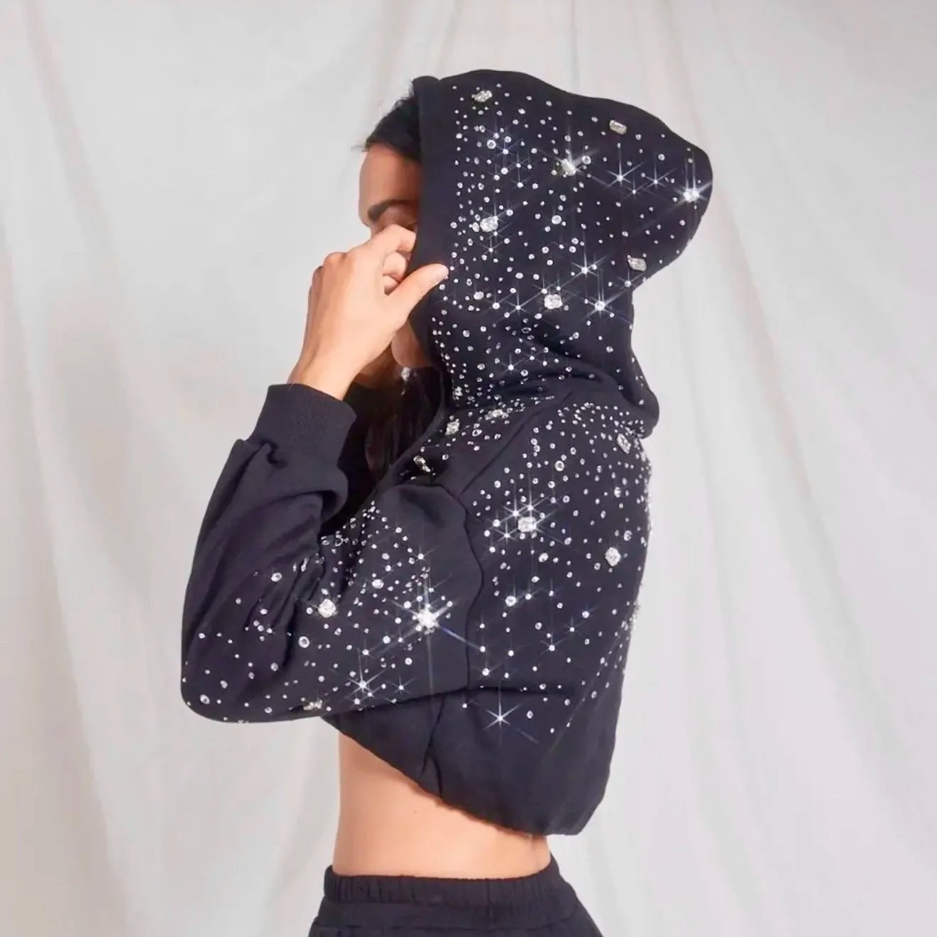 WFFS - Crop Rhinestone Hoodie