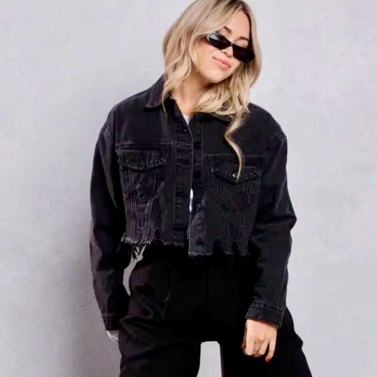 Trio Urban - Blessed V.M Crop Denim Jacket