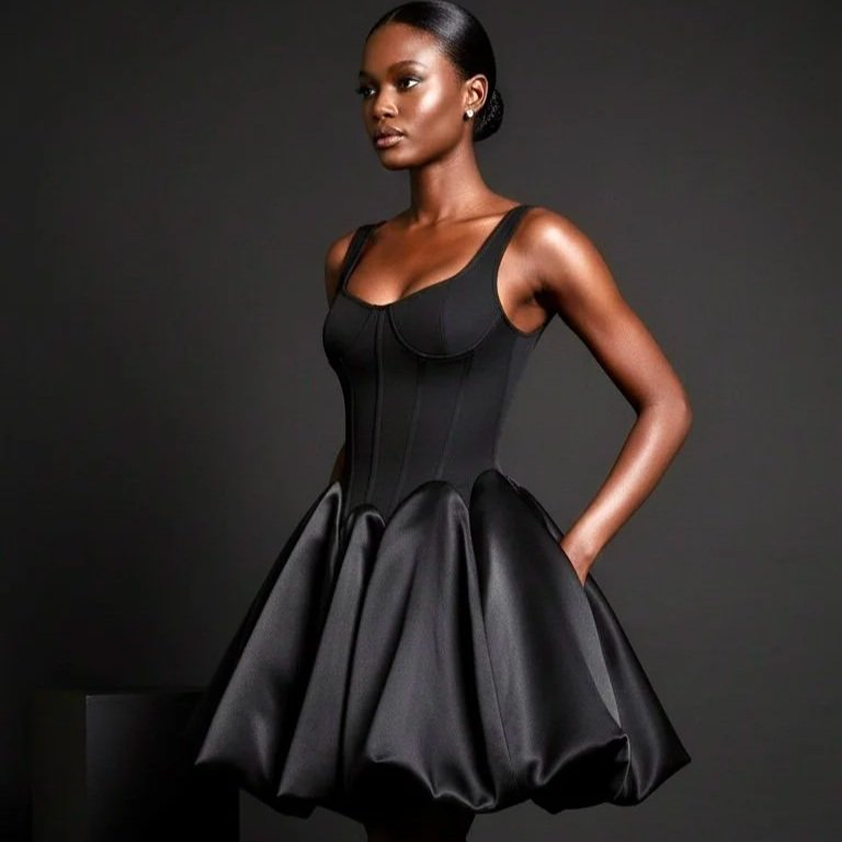 Rivir - Bandage Sleeveless Satin Flare Dress