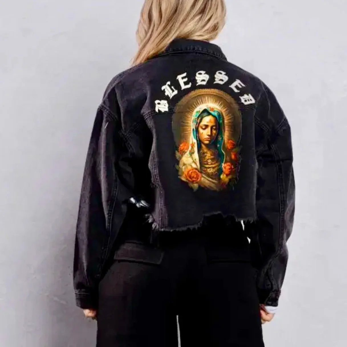 Trio Urban - Blessed V.M Crop Denim Jacket