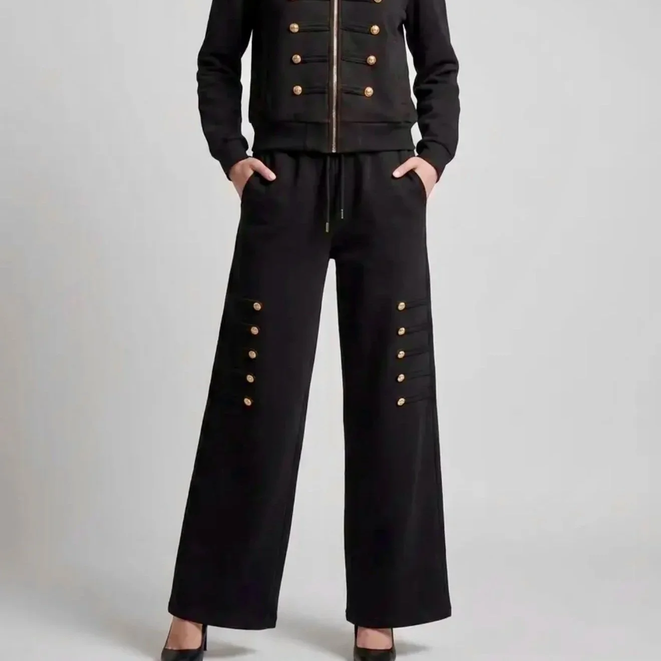 LINZY - Military Detail Hooded Lounge Set