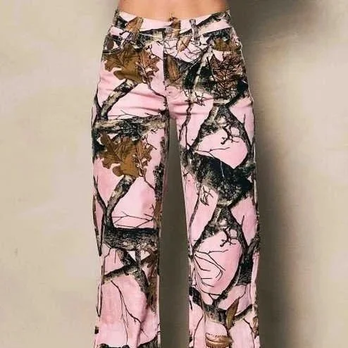 Vibrant M.i.U - PINK WOOD WIDE LEG JEANS
