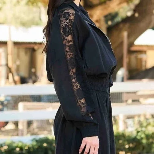 Vibrant M.I.U - Lace Wind Breaker Jacket and Lace Balloon Pants Set
