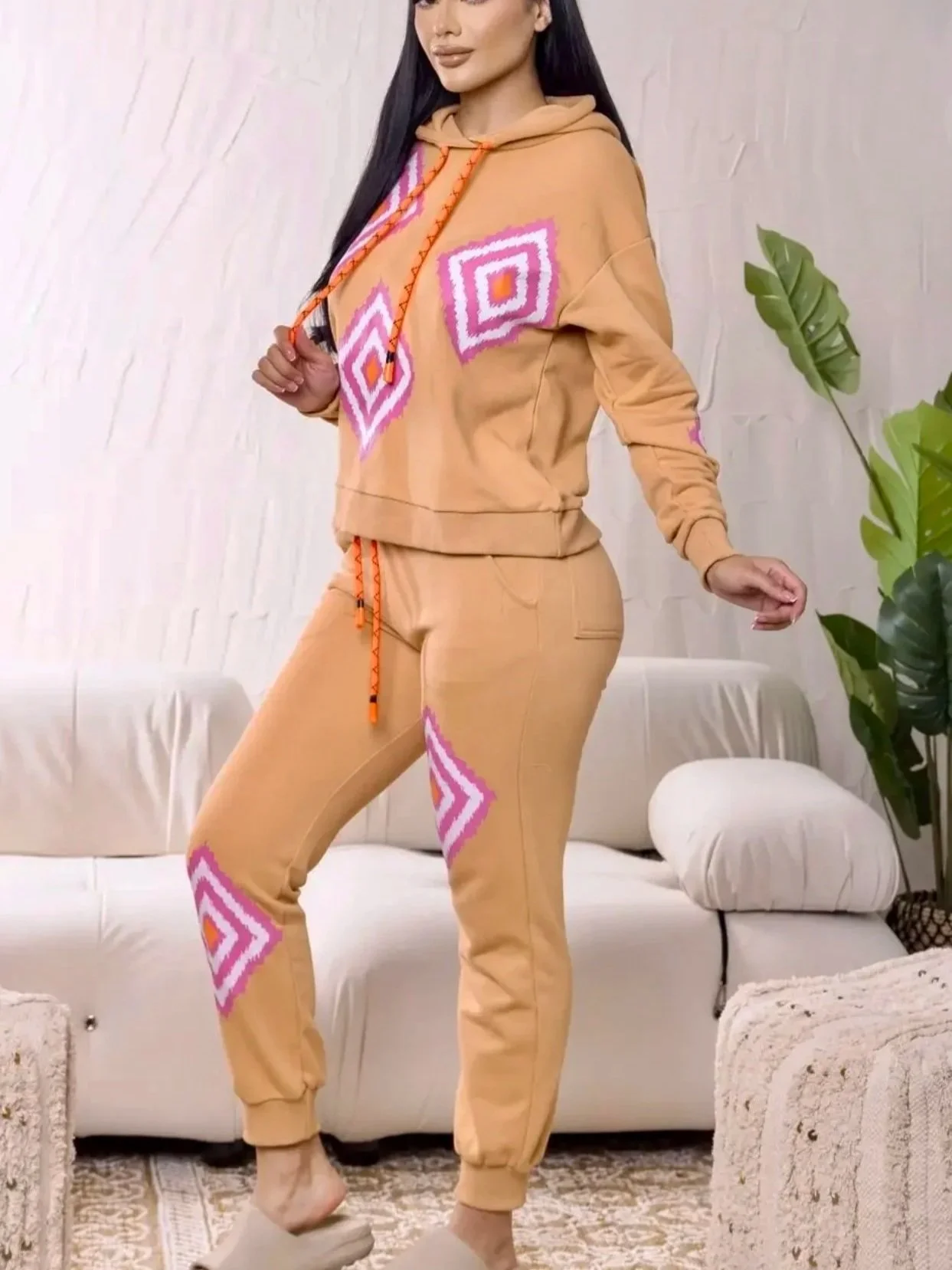 Balboa - Isabel Geometric Print Knit Hoodie and Jogger Set