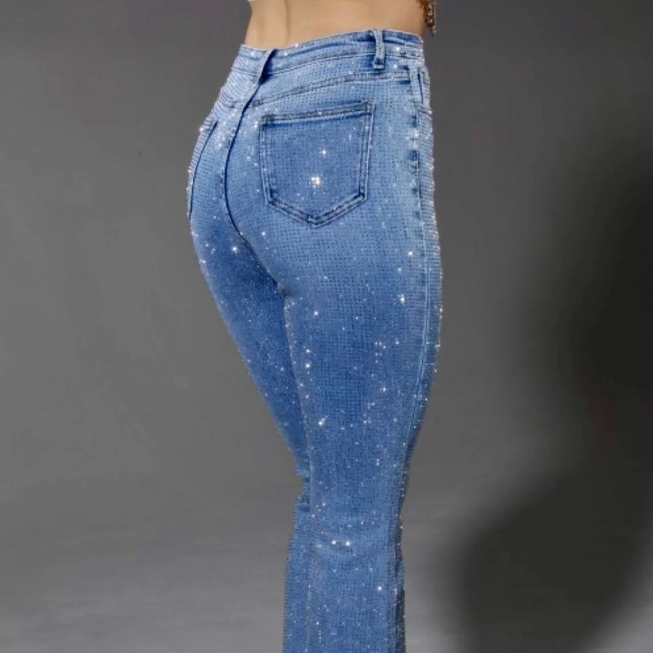 Nina Rossi Jeans - Blue Wash Full Stone Bling Jeans