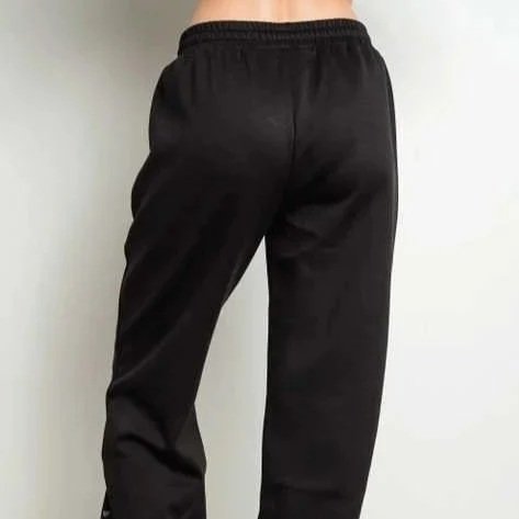 Kiwi - Rhinestone Hearts Elastic Waist Sweatpants Joggers