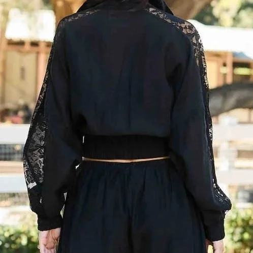 Vibrant M.I.U - Lace Wind Breaker Jacket and Lace Balloon Pants Set