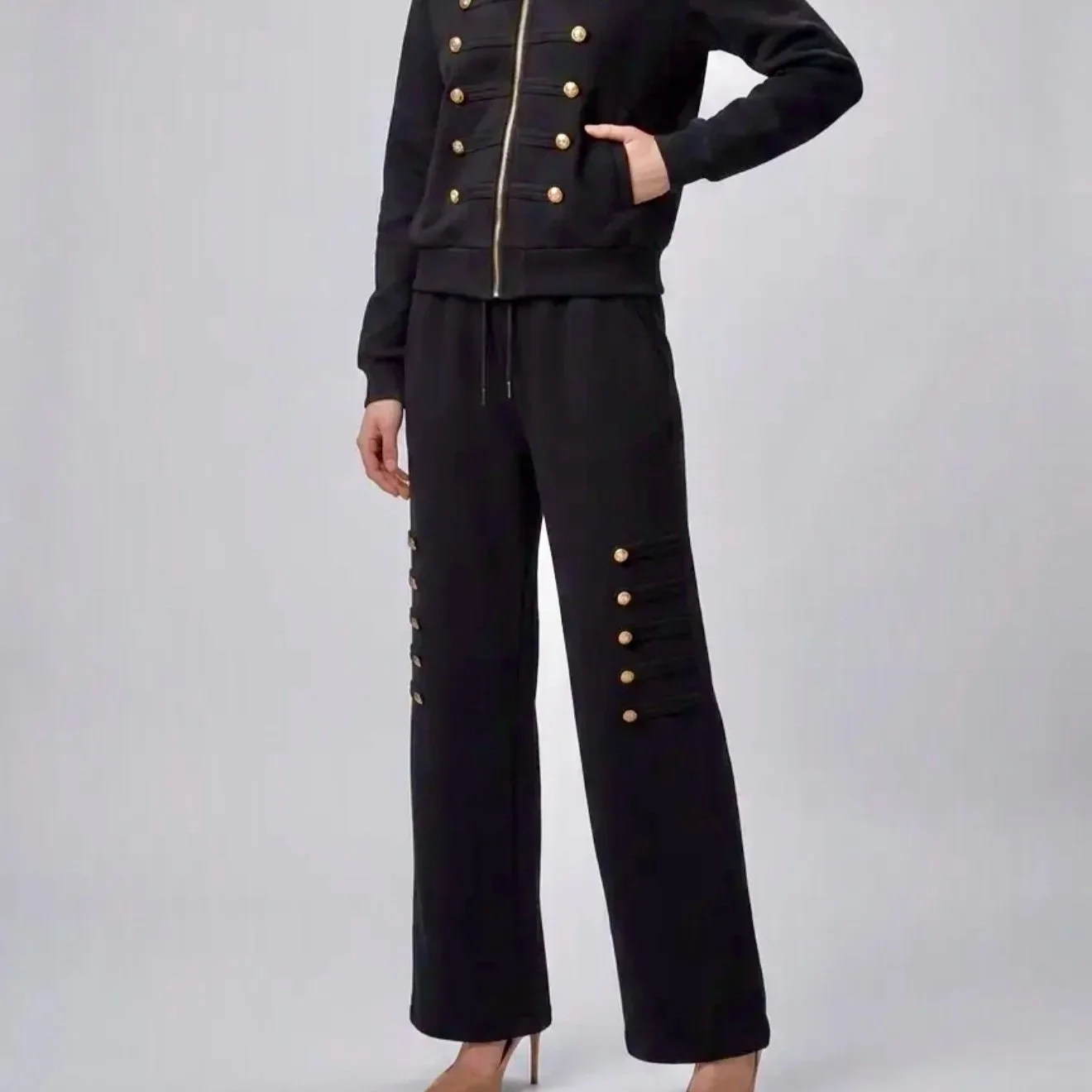 LINZY - Military Detail Hooded Lounge Set