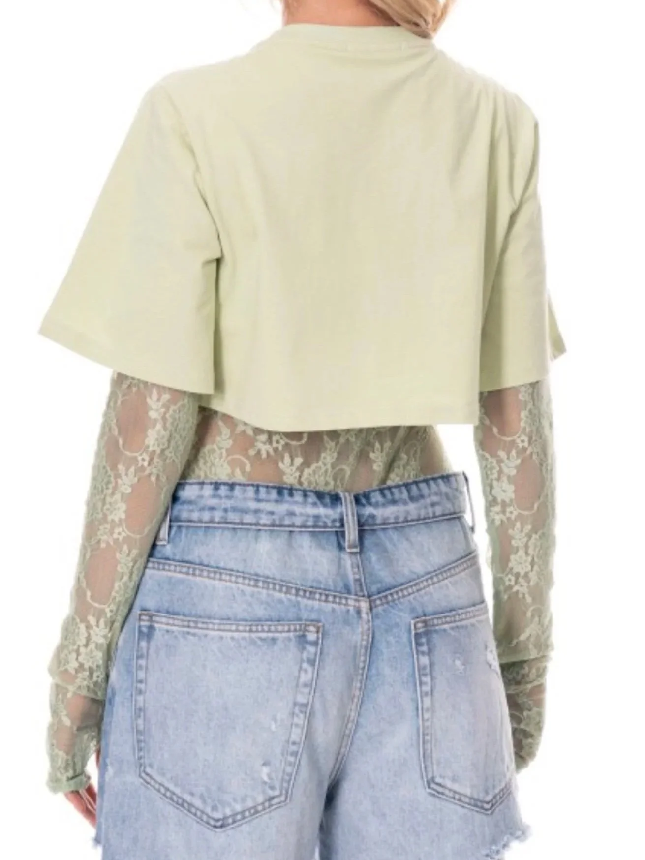 MALCA BY GALITA - Lace Bodysuit With Boxy Cropped Tee Combo