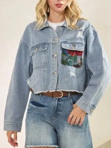 Veveret - Sequin Garden Denim Jacket