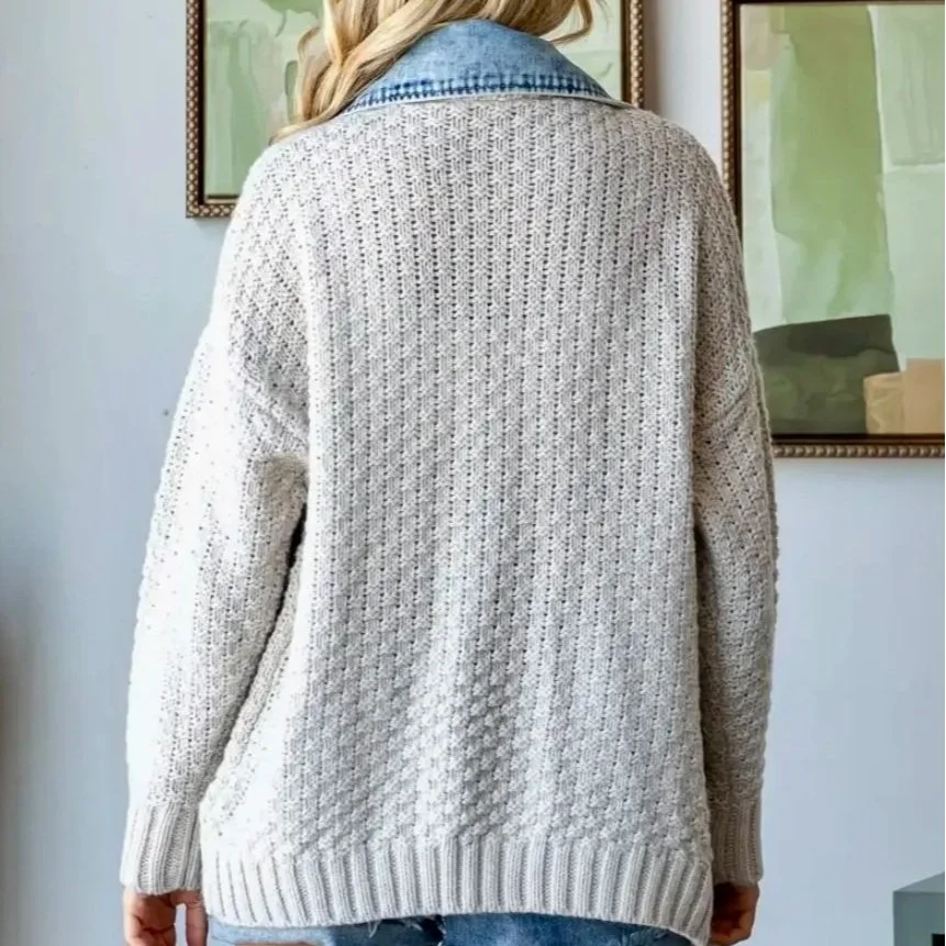 Veveret - Knit Body Denim Layered Jacket