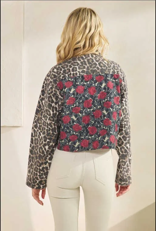 Leopard & Rose Denim Jacket With Floral Contrast