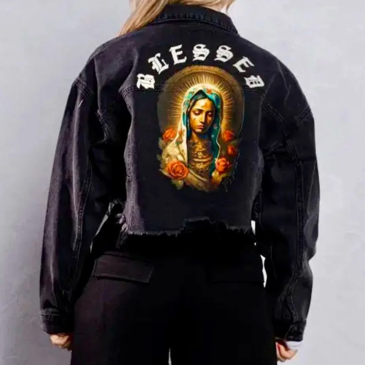 Trio Urban - Blessed V.M Crop Denim Jacket