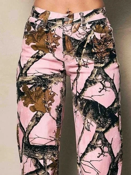 Vibrant M.i.U - PINK WOOD WIDE LEG JEANS