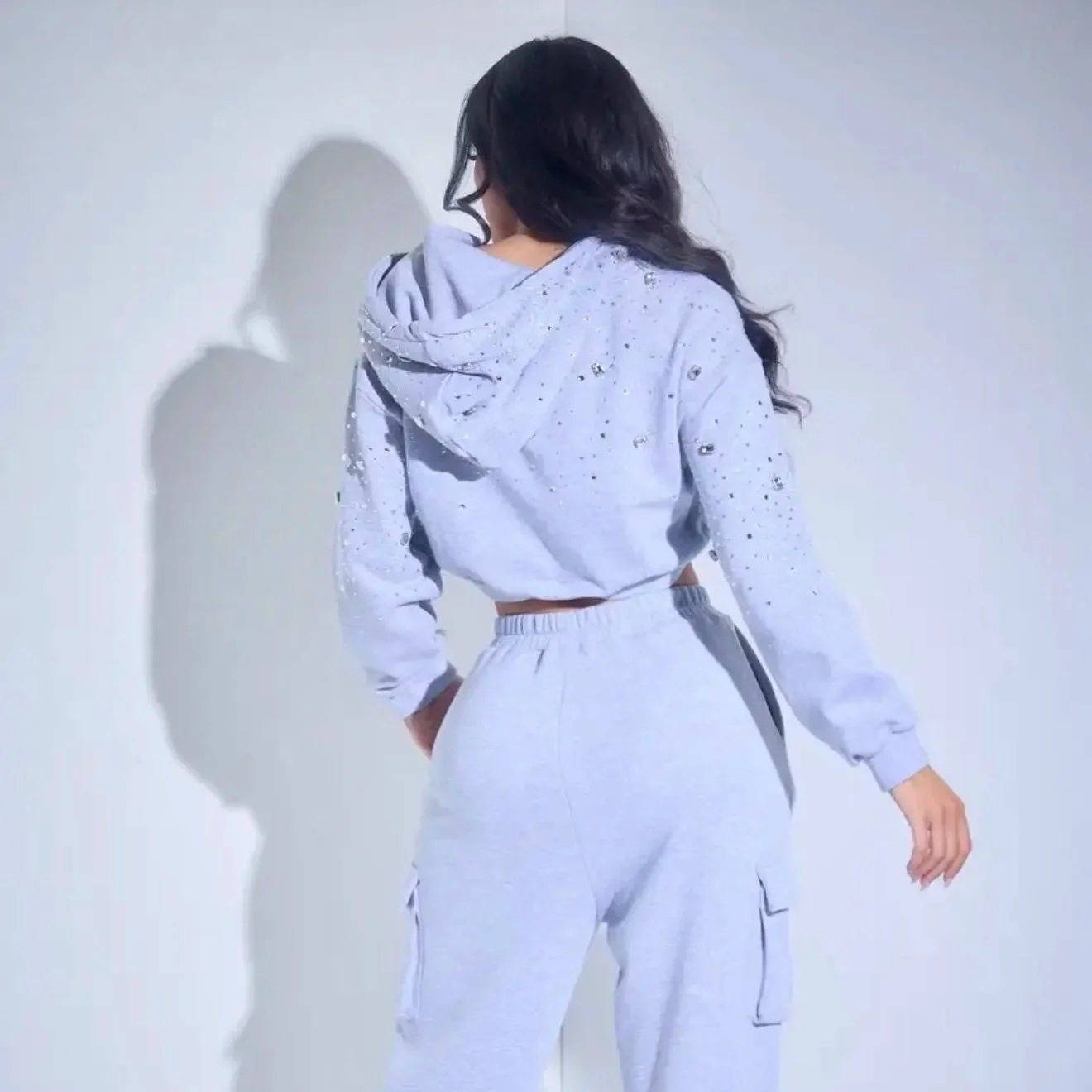 WFFS - Crop Rhinestone Hoodie