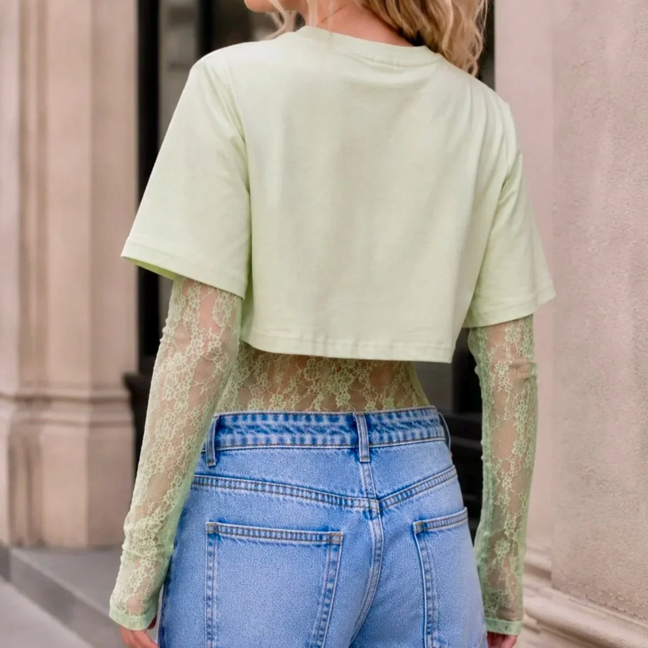 MALCA BY GALITA - Lace Bodysuit With Boxy Cropped Tee Combo