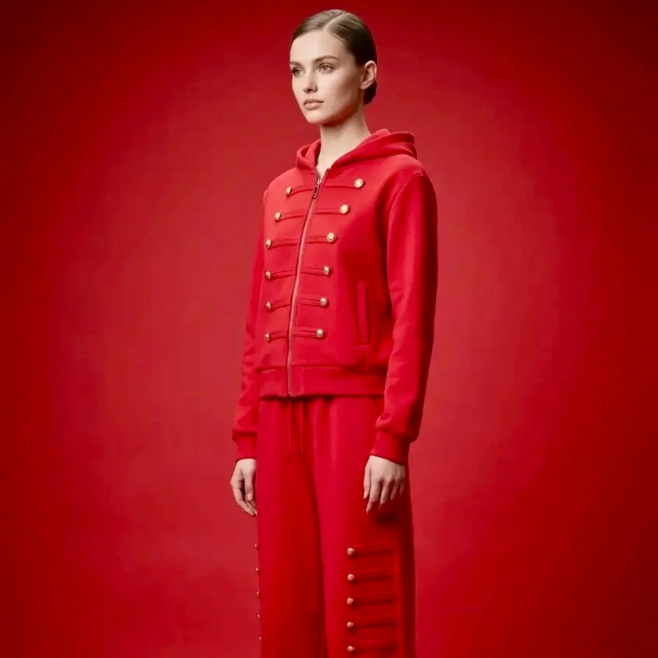 LINZY - Military Detail Hooded Lounge Set