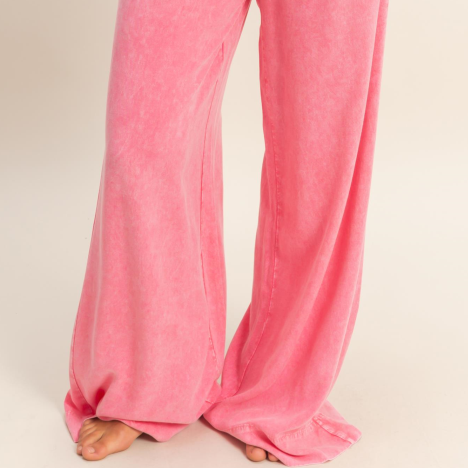 Mineral Wash Drawstring Wide Leg Pants - TAFFY PINK New With Tags Double Zero