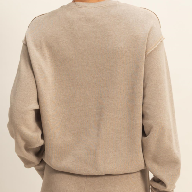 Raw Edge Detail Burnout Sweatshirt - MOCHA