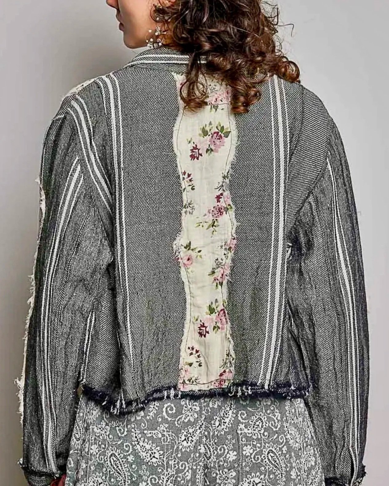 POL - Floral Patchwork Cropped Jacket