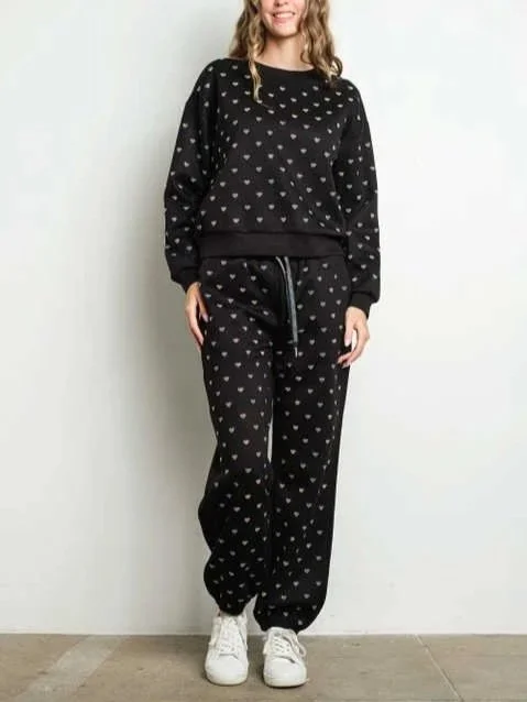 KIWI - Rhinestone Hearts Joggers Set