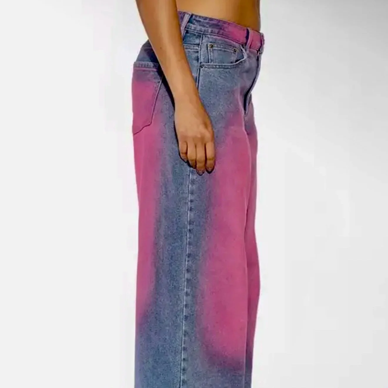 Rehab Lab - Neon Fade Two-Tone Wide Leg Jeans