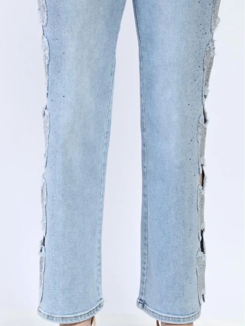 Nina Rossi Jeans - Butterfly Embellished Denim Jeans