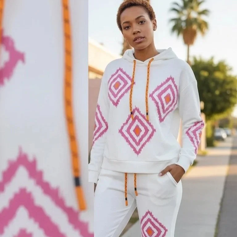 Balboa - Isabel Geometric Print Knit Hoodie and Jogger Set