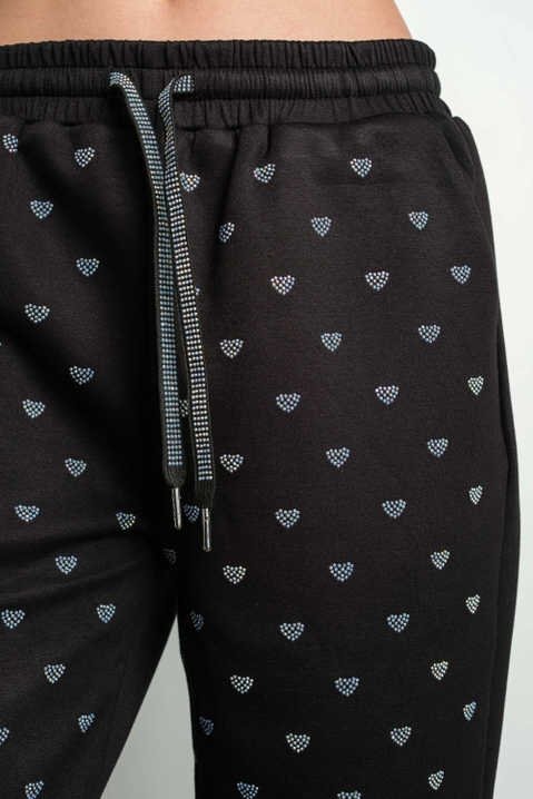 Kiwi - Rhinestone Hearts Elastic Waist Sweatpants Joggers