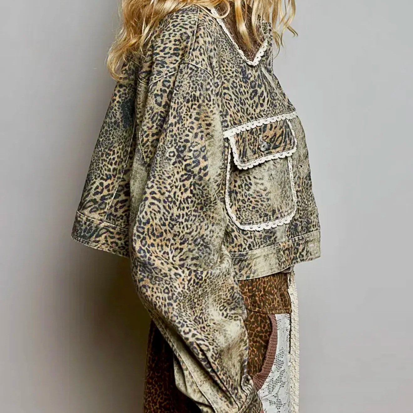 POL - CHOCO LEOPARD WOVEN JACKET