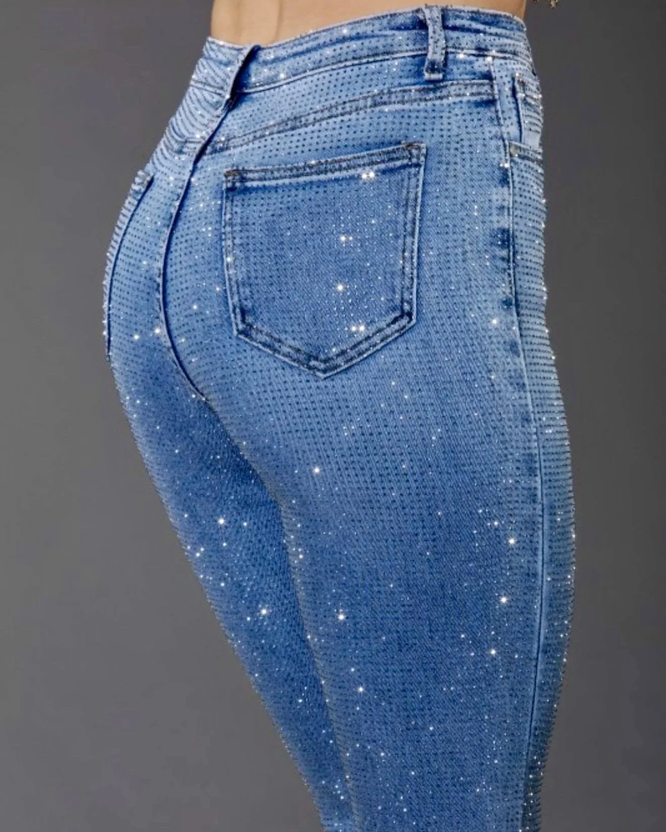 Nina Rossi Jeans - Blue Wash Full Stone Bling Jeans