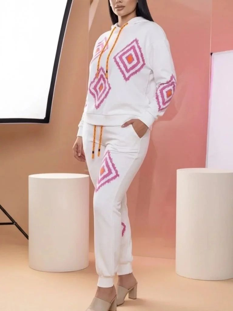 Balboa - Isabel Geometric Print Knit Hoodie and Jogger Set