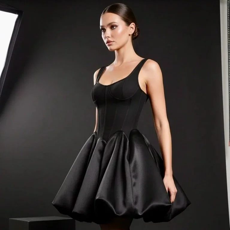 Rivir - Bandage Sleeveless Satin Flare Dress