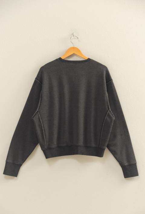 Raw Edge Detail Burnout Sweatshirt - BLACK New With Tags Double Zero