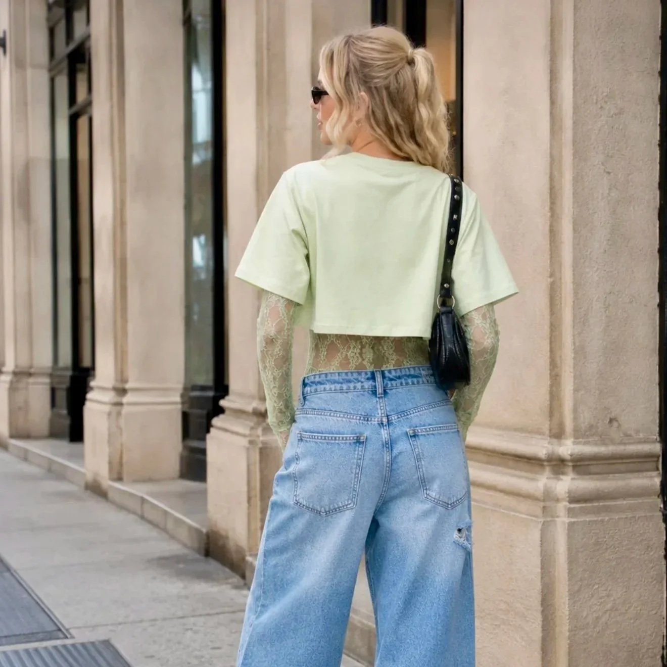 MALCA BY GALITA - Lace Bodysuit With Boxy Cropped Tee Combo
