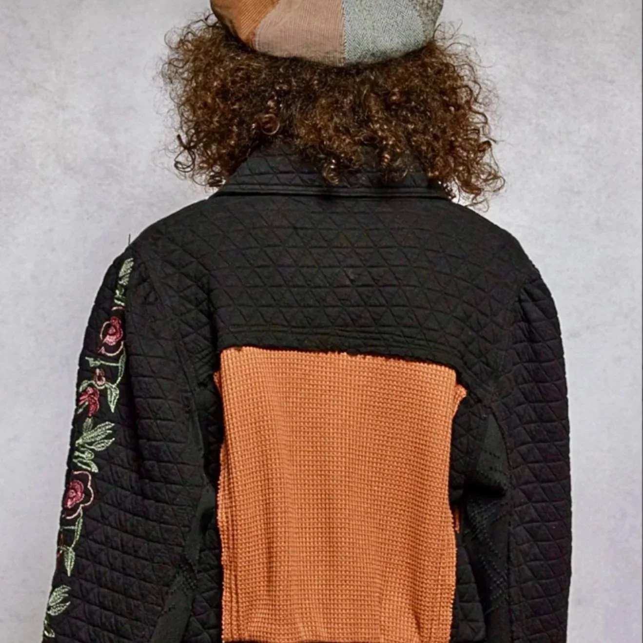 POL - Vintage Washed Embroidered Sleeve Quilted Jacket