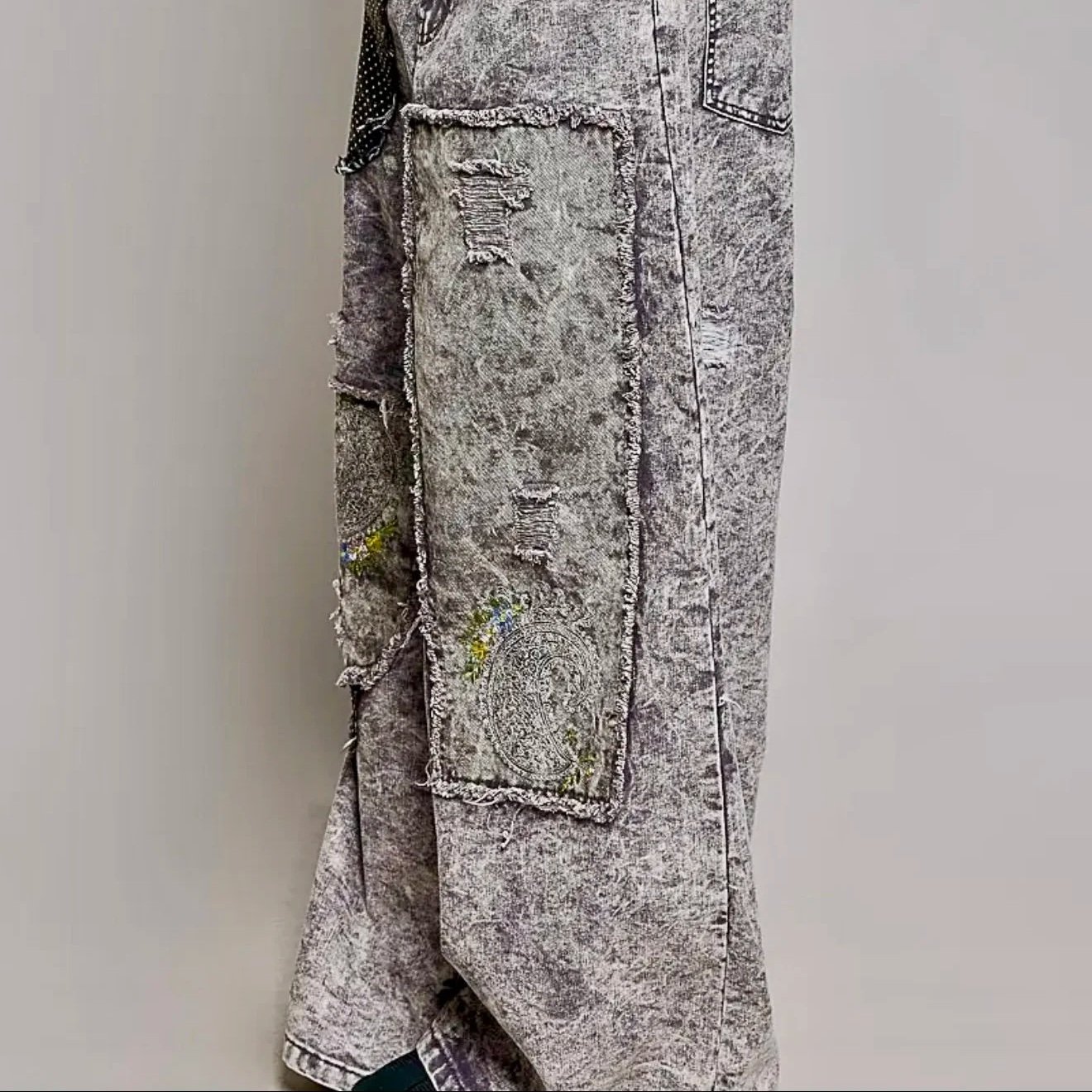 POL - Color Blocked Twill Back Elastic Band High Rise Wide Pants