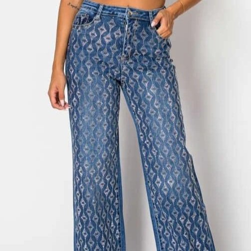 Nina Rossi - Diamond Drip Blue Denim Jeans