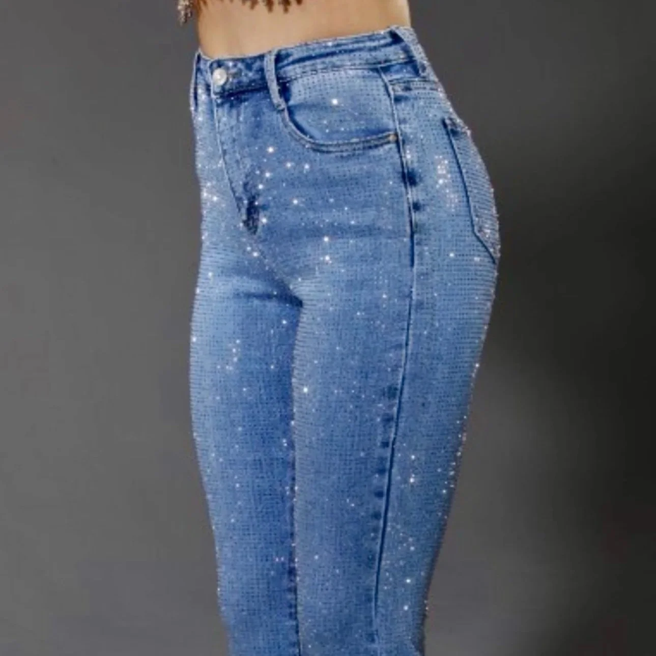 Nina Rossi Jeans - Blue Wash Full Stone Bling Jeans