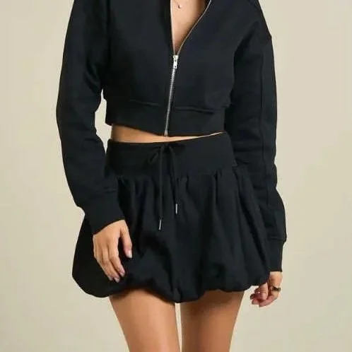ANWND - Bubble Skirt & Cropped Zip-Up Set