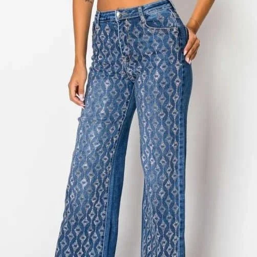Nina Rossi - Diamond Drip Blue Denim Jeans