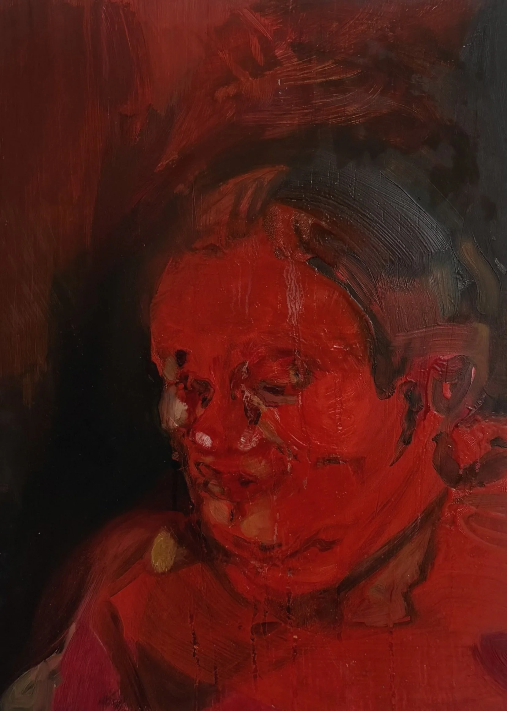 Merry Widow, 2026. Oil on Gesso, 40 x 30cm. £1800