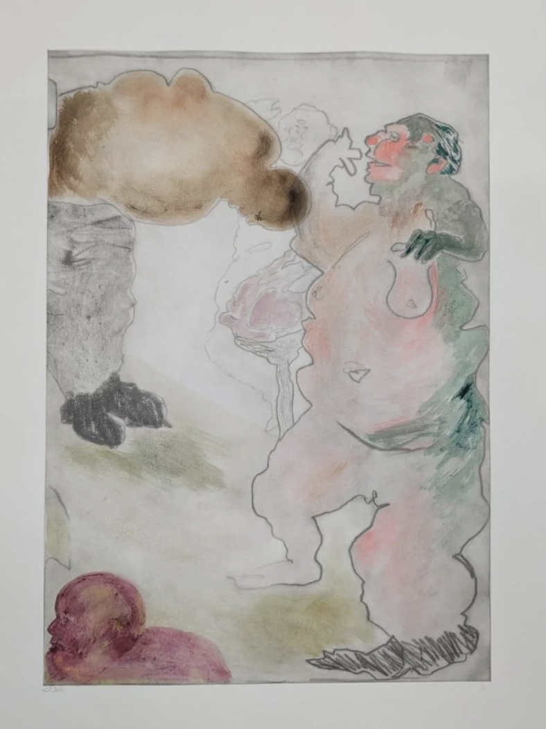 SALON II, 2024
Hand-coloured etching, 70x52cm
Variable editions of 5
Each £1700 framed
£1350 unframed