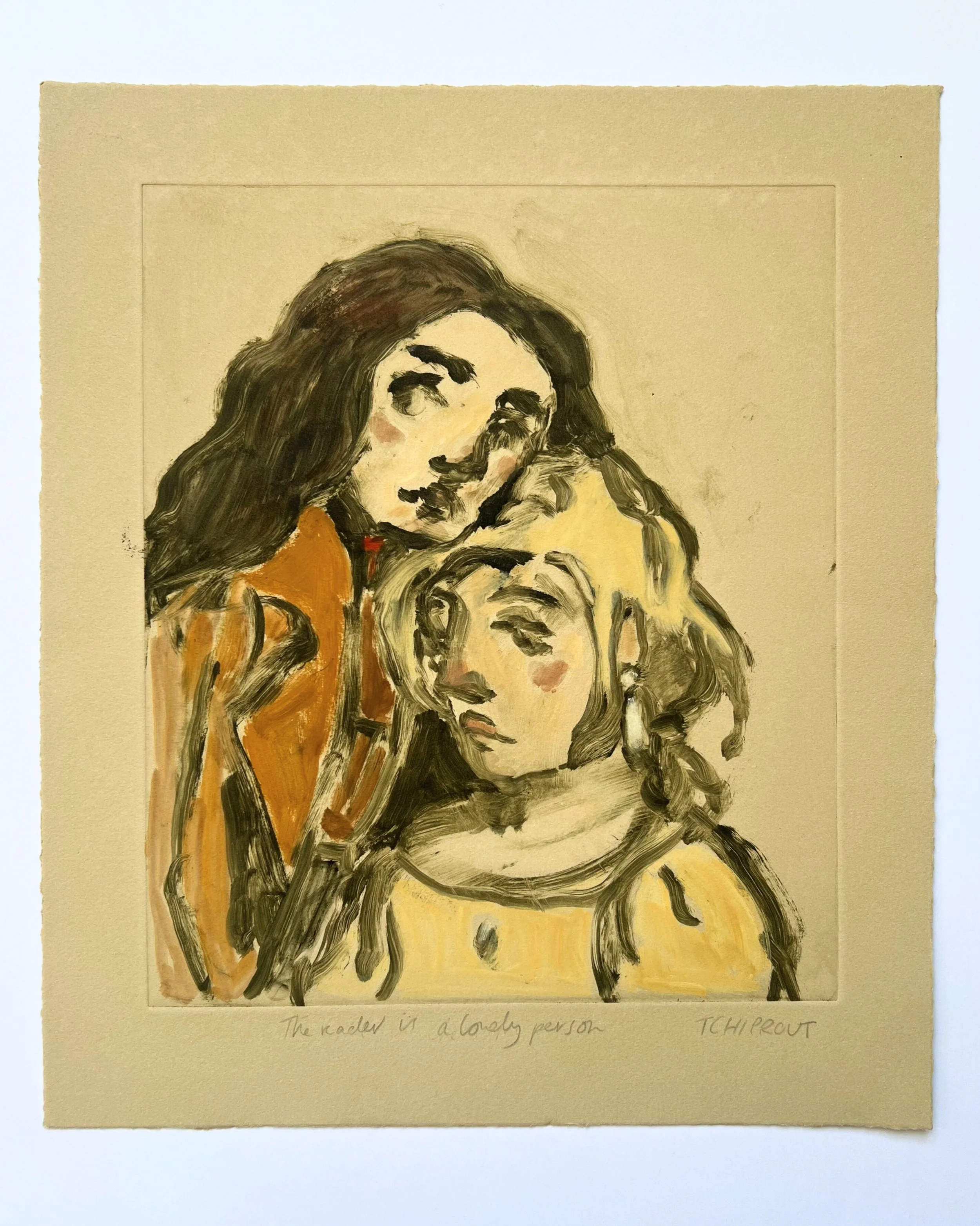 The Reader is a Lovely Person, 2025.
Monotype on Somerset textured paper
37.2 x 31.7cm. Framed
£2150