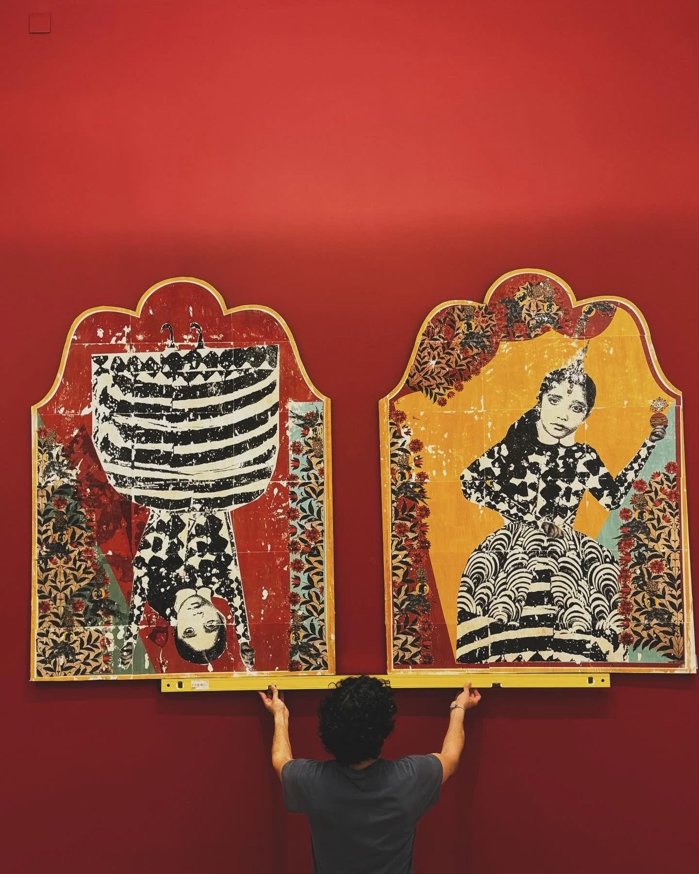 A GIRL DANCED ON HER HANDS WHILE ANOTHER OFFERED HER AN APPLE (INSPIRED BY QATAR-ERA PAINTINGS &  WORKS AT THE V&A MUSEUM). 112 X 165CM. £30,000GBP