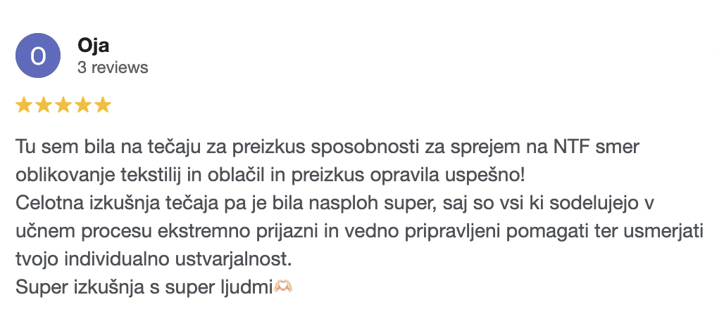 Google review šola art:tečaji