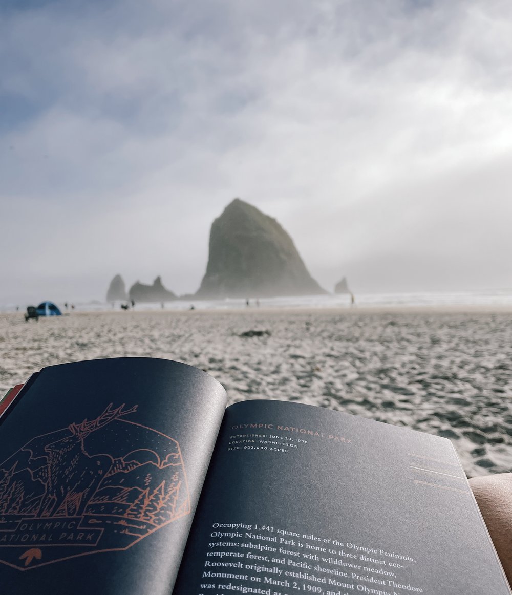 Haystack Rock Cannon Beach Oregon West Coast Reading a Book