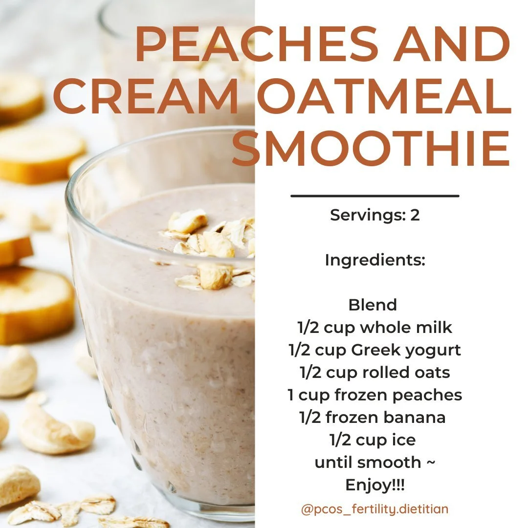 No time for a leisurely meal? Try this grab-and-go, probiotic-rich take on morning oatmeal. 
Whole-grain oats contain prebiotic fiber that promotes gut health and are counted towards your daily whole grain serves for fertility and egg health!
This
