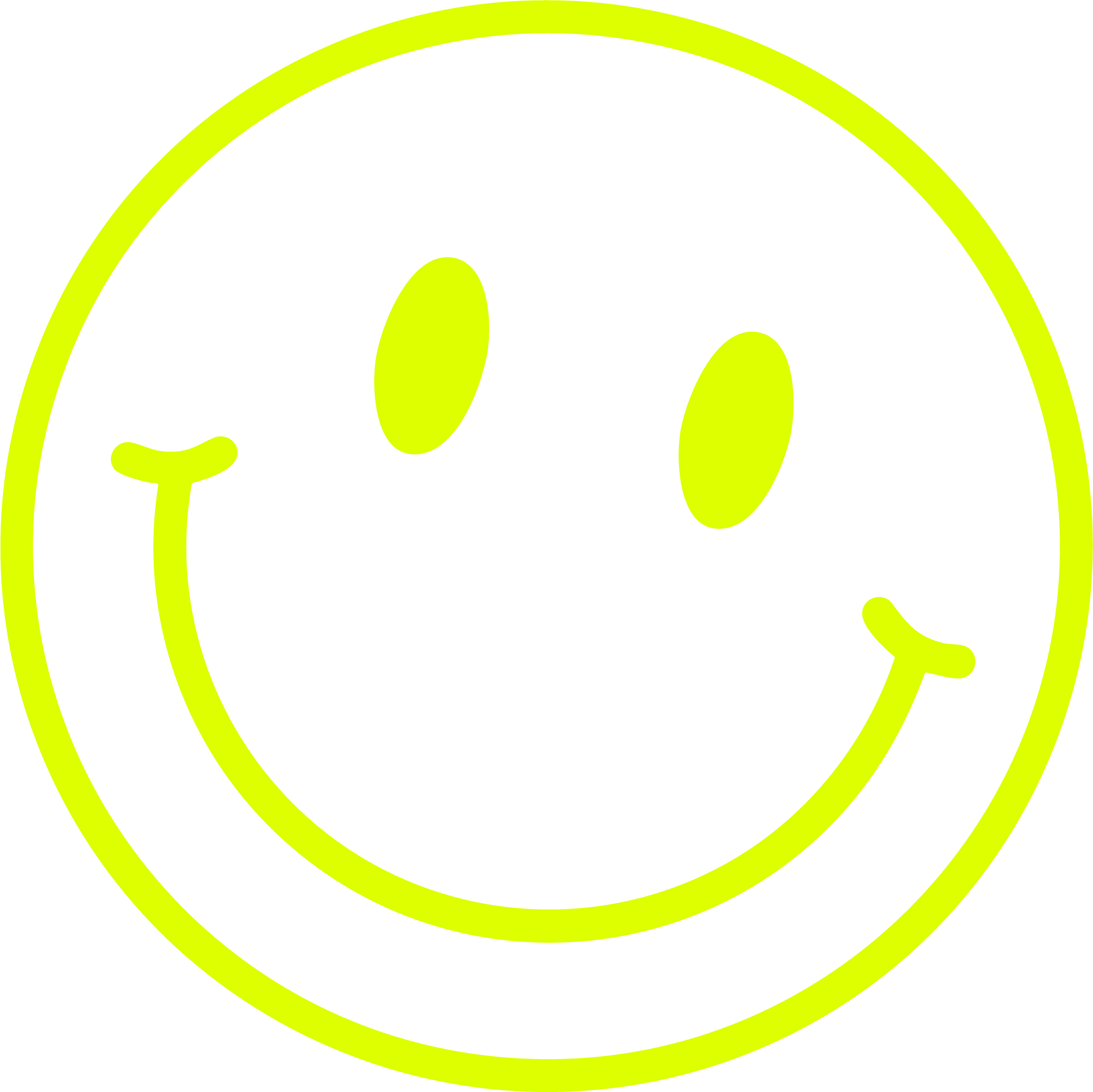 Yellow smiley face emoji with black background.